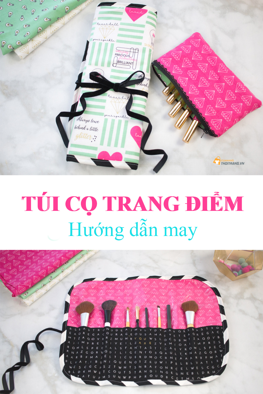 Hướng dẫn cách may túi cuộn cọ trang điểm